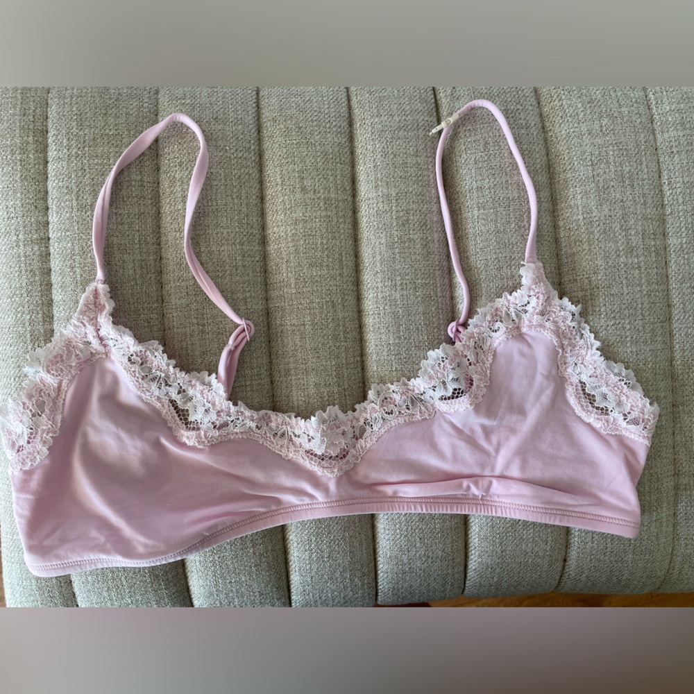 Skims Fits Everyone Pink Lace Trim Bralette L